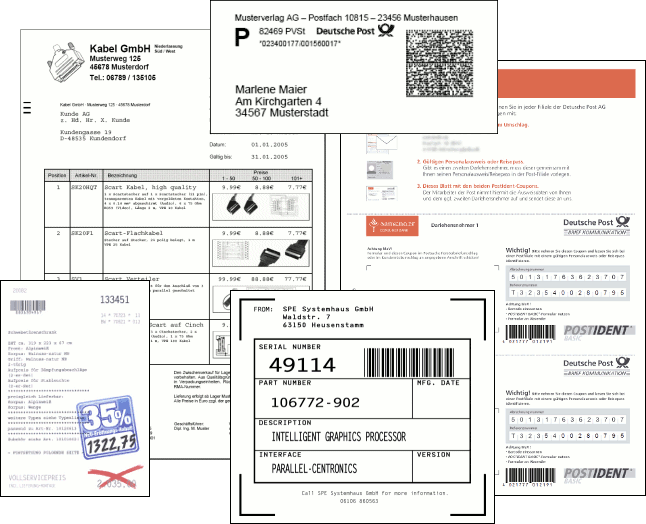 Diverse Beispiele fr Formulare und Etiketten