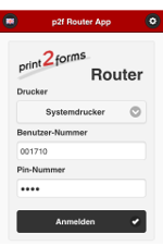 Anmeldung beim print2forms-Router via Smartphone